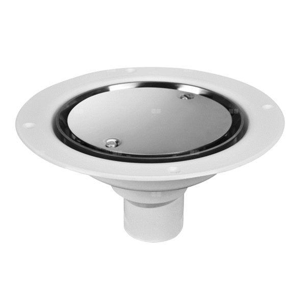 Wpust podłogowy wykonany z ABS z odpływem 50mm, czyszczony od góry z kratką ze stali nierdzewnej120mm
