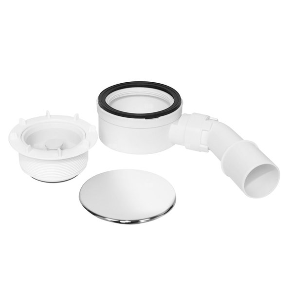 Syfon brodzikowy "niski" wys.60mm ,pokrywa ABS CHROM 113mm z zaworem zwrotnym