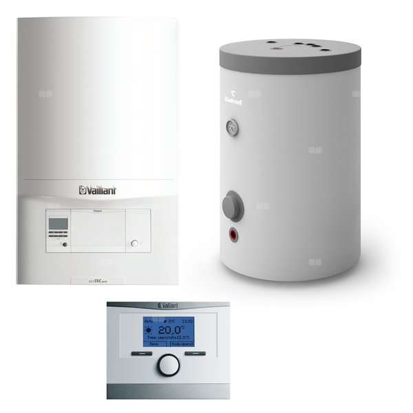 Pakiet - Kocioł gazowy jednofunkcyjny VAILLANT ecoTEC pro VC 146/5-3 kondensacyjny wiszący 5.9 - 15.3 kW + Czujnik c.w.u. + RegulatormultiMATIC 700 + Zasobnik c.w.uRondo Premium 140L