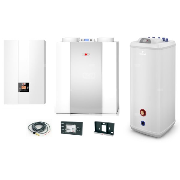 Pakiet - Kocioł gazowy jednofunkcyjny WOLF FGB-24 kondensacyjny wiszący 5.3 - 20.7 kW + Czujnik c.w.u. + RegulatorBM-2 + RekuperatorCWL 300L + Zasobnik c.w.uVulcan 100L stojący