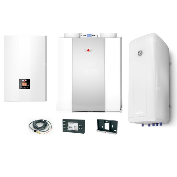 Pakiet - Kocioł gazowy jednofunkcyjny WOLF FGB-24 kondensacyjny wiszący 5.3 - 20.7 kW + Czujnik c.w.u. + RegulatorBM-2 + RekuperatorCWL 300L + Zasobnik c.w.uVulcan 100L wiszący