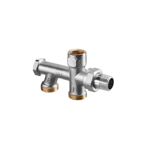 Rozdzielacz dwururowy Duo z odcięciem, G 3/4 GZ, rozstaw rur 50 mm