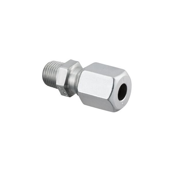 Ofix-Oil, złączka skręcana prosta, R 3/8 x 8 mm, z pierścieniem twardym, stalowa, ocynkowana