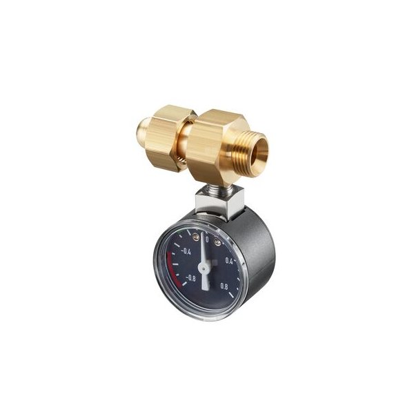Manometr podciśnieniowy Ficon z kształtką przyłączną do filtrów z gwintem zewnętrznym od strony palnika 3/8NZ x G3/8 ze stożkiem