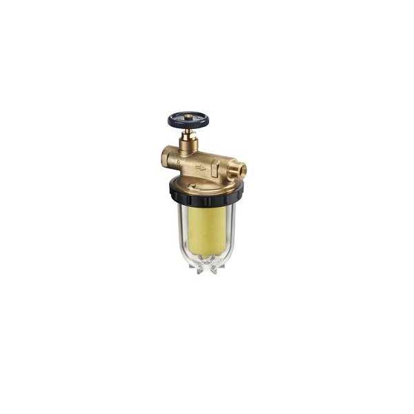 Oilpur E A, filtr oleju opałowego do systemów jednorurowych, z zaworem odcinającym, z wkładem z tworzywa Siku (50-75µm), DN 10 - 3/8 GW-GZ
