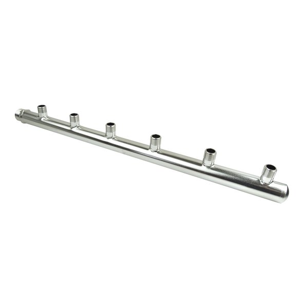 PHA-123 6-ob. rozdzielacz ze stali nierdzew. przyłączeniowy wodomierza/ciepłomierza nyplowy 1"GZx1/2"GZ (rozstaw100mm)PN10