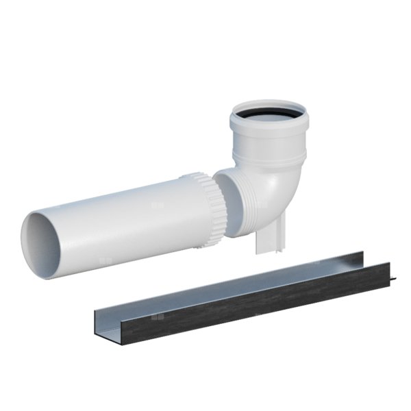 Kolano PP 87 st. skręcane DN80 z przedłużeniem L500mm na podporze