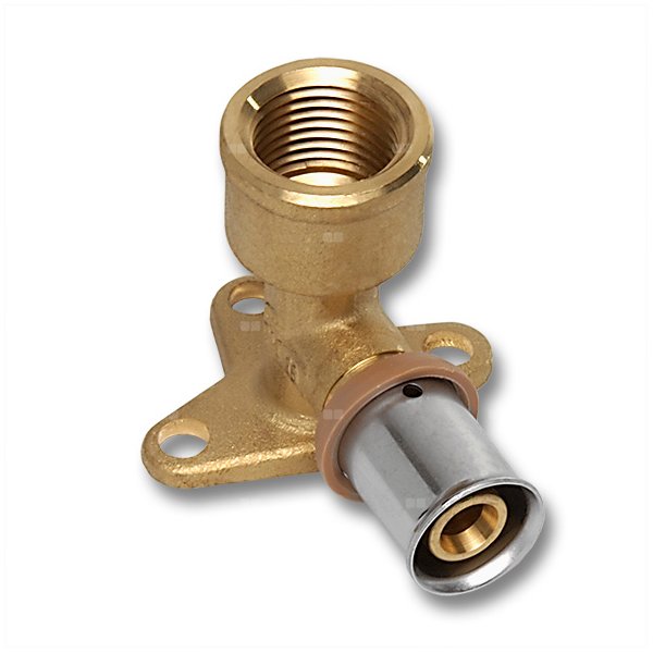 Kolano 90' SANHA 3fit Press pb-free ścienne z łapami dwuczęściowy, brąz, 16 mm x 1/2'' (zw x GW)