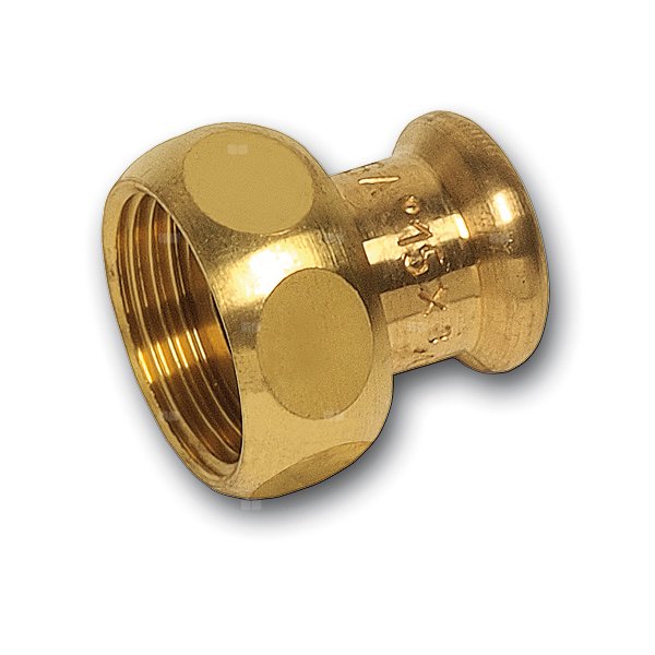 Śrubunek SANHA Press dwuczęściowy, miedź, 15 mm x 1'' (zw x GW)