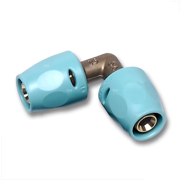 Kolano 90' SANHA 3fit Push dwuczęściowy, miedź, 16 mm (ww x ww)
