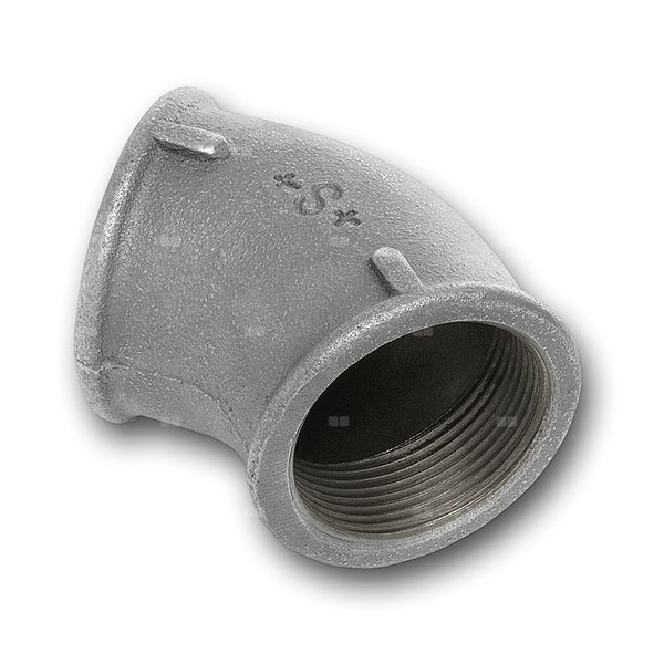 Kolano 45' SANHA 120#, żeliwo (ocynk galwaniczny/elektrolityczny) (ocynk), 1 1/4'' (GW)