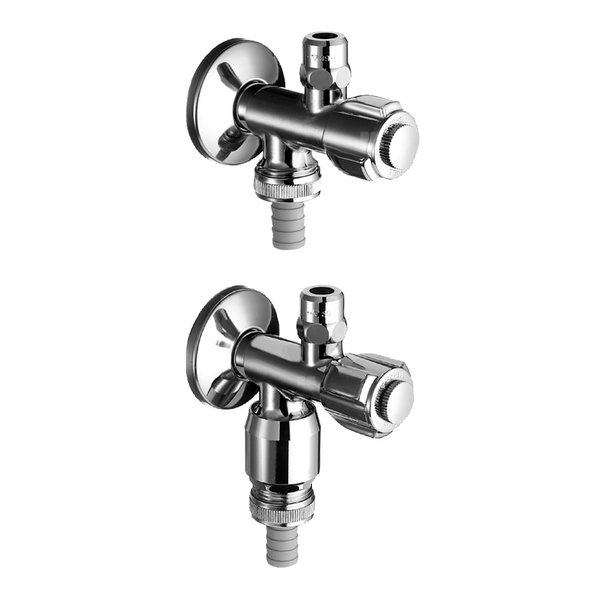 Dwuwrzecionowy zawór kątowy Comfort 1/2'' chrom z AZZ