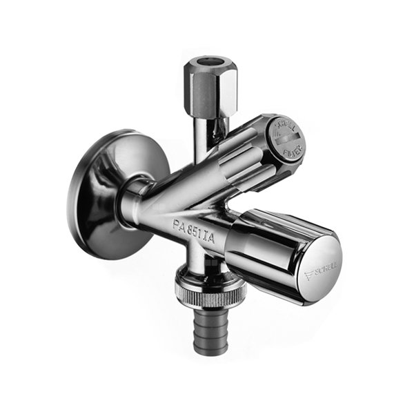 Kombinowany zawór kątowy COMFORT 1/2" chrom z AZZ z dodatkowym filtrem 1/2"