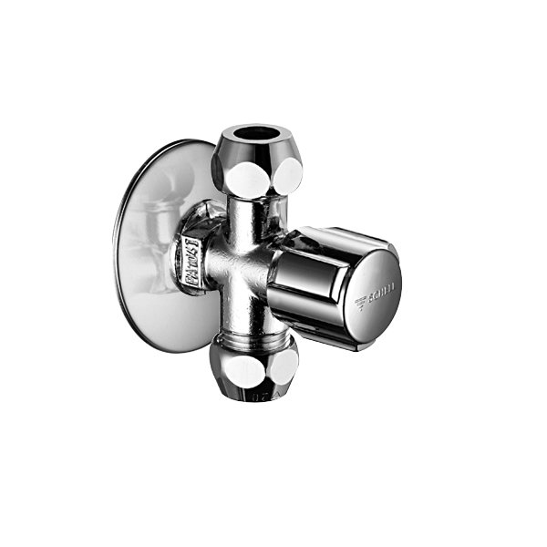 Zawór kątowy COMFORT 1/2" chrom z dwoma odprowadzeniami 3/8"