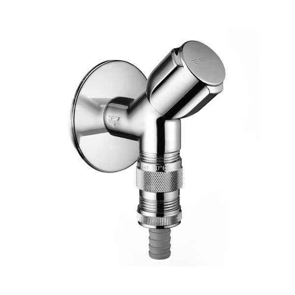 Zawór skośny COMFORT do urządzeń 1/2" chrom z zabezp.węża elast.przed pęknięciem
