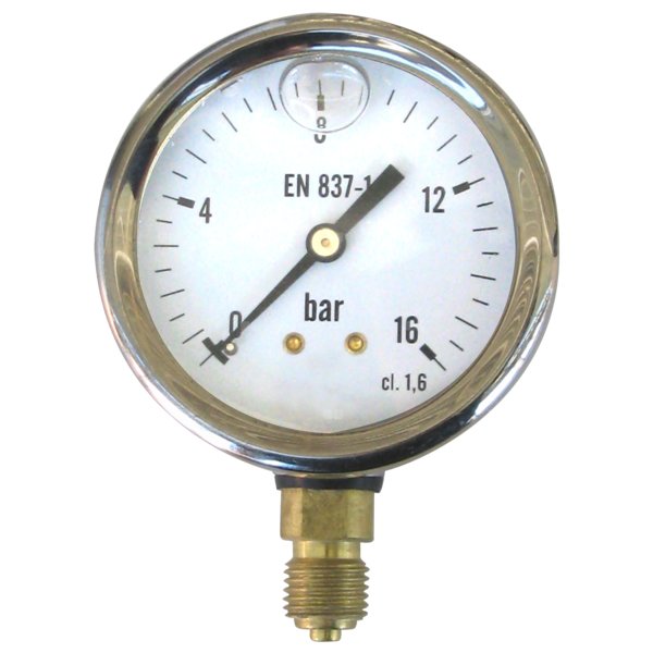 Manometr z rurką Bourdona SOCLA glicerynowy 212G 0-1 bar Gwint zewnętrzny 1/4'' radialny fi 50 mm, obudowa ze stali nierdzewnej