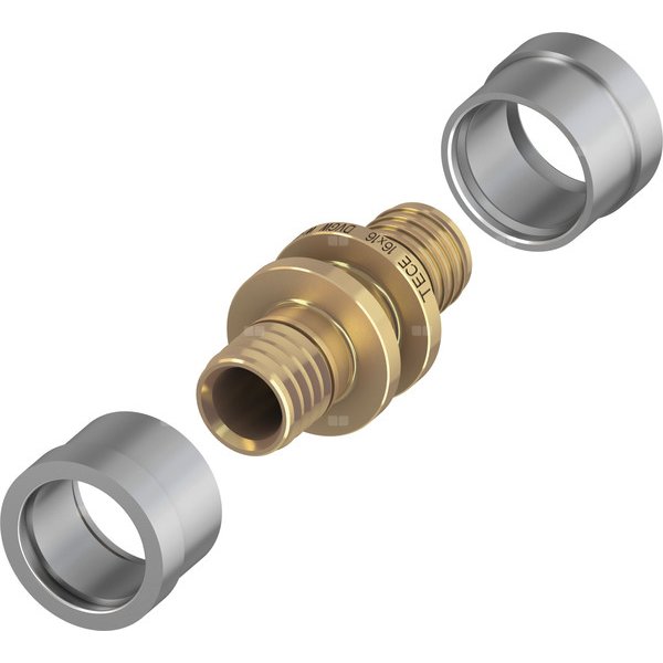 TECEfloor - SLQ Złączka prosta do rury PE-RT, z tulejami zaciskowymi 25 x 25 mm