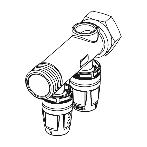 Rozdzielacz hydrauliczny TECE logo mosiądz GZ x GW 3/4'', odgałęzień: 2 (DN16)