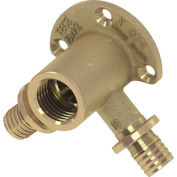 Kolano naścienne 90' TECE flex, mosiądz, 16 mm x 1/2'' (zz x GW), 16 mm