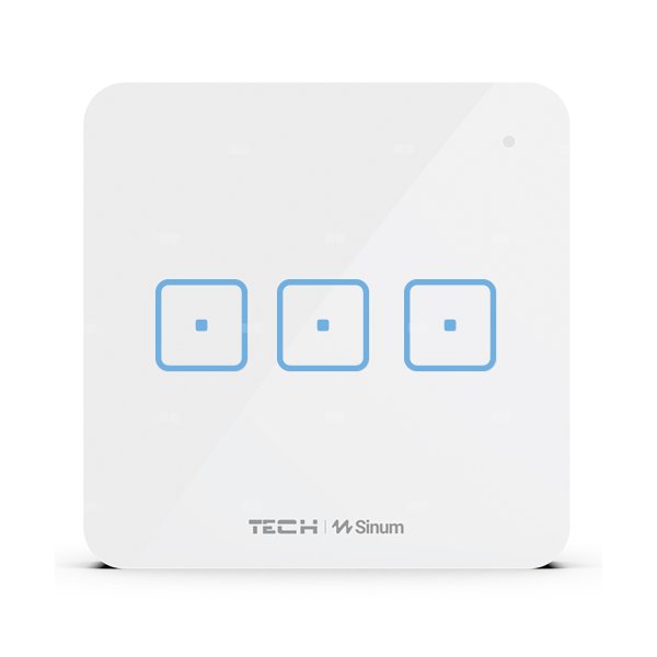 Włącznik trójpolowy Single WS-03, komunikacja bezprzewodowa TECH WTP, kolor Biały