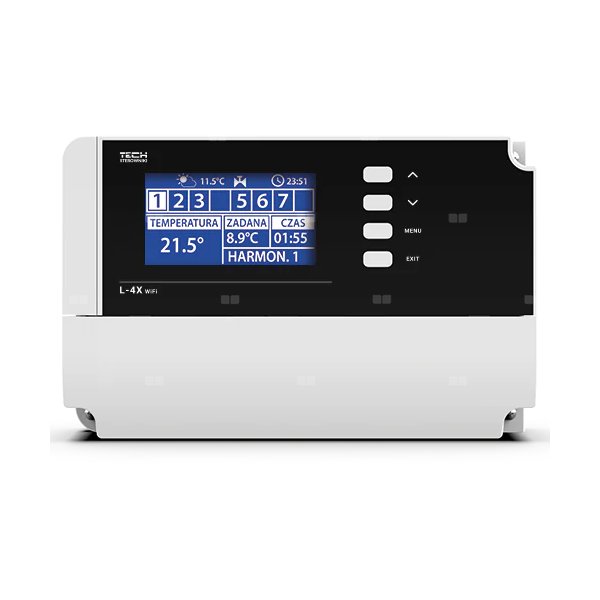 Przewodowo-bezprzewodowy sterownik zaworów termostatycznych (4 sekcje komunikacja RS485
