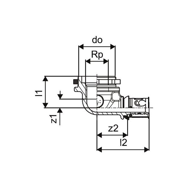 Uponor S-Press PLUS kolano adapter UPS 16-RP1/2'' FT