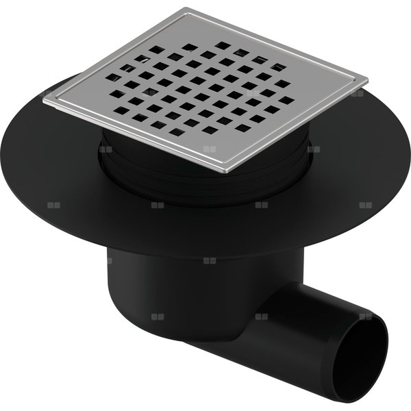 Wpust UPONOR Aqua Ambient Classic Cube z 1 przyłączem 50, odpływ poziomy, kratka 120x120mm stal nierdzewna