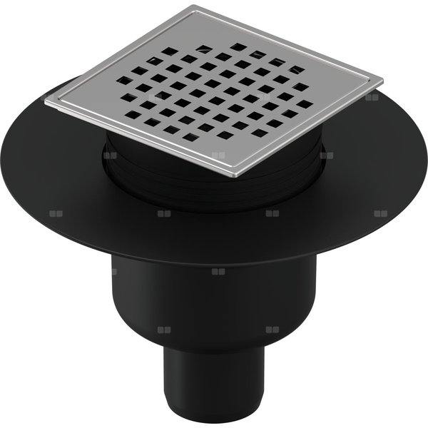 Wpust UPONOR Aqua Ambient Classic Cube z 1 przyłączem 50, odpływ pionowy, kratka 120x120mm stal nierdzewna