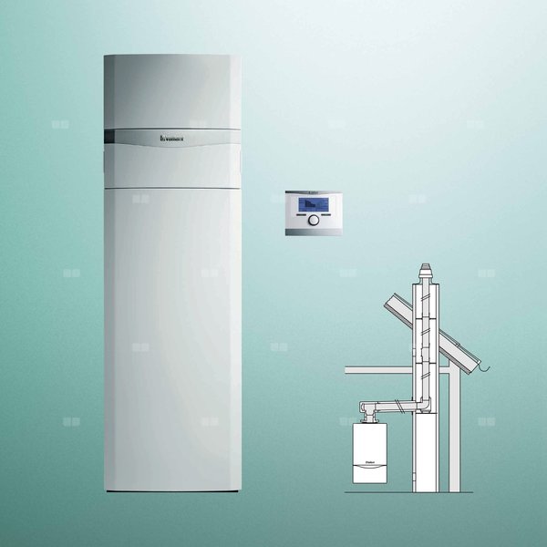 Pakiet - Kocioł gazowy dwufunkcyjny VAILLANT ecoCOMPACT VSC 206/4-5 150 kondensacyjny stojący  4.3 -21.5kW + Regulator multiMATIC 700 + Zestaw powietrzno-spalinowy szachtowy