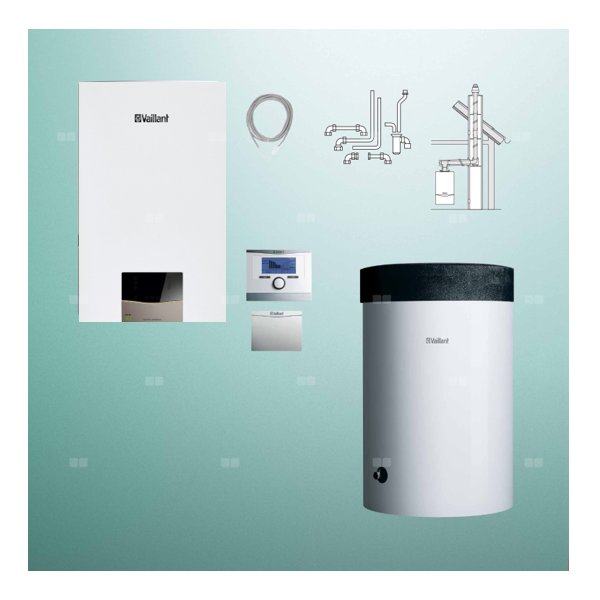 Pakiet - Kocioł gazowy jednofunkcyjny VAILLANT ecoTEC exclusive VC 20CS/1-7 kondensacyjny wiszący 2.8 - 21 kW + RegulatorsensoCOMFORT 720 + Zestaw powietrzno-spalinowy szachtowy + Zasobnik c.w.uVIH R 120/6 M
