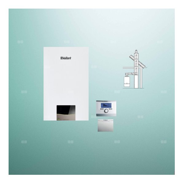 Pakiet - Kocioł gazowy dwufunkcyjny VAILLANT ecoTEC exclusive VCW 36CF/1-7 kondensacyjny wiszący 3.4 - 27.1 kW + RegulatorsensoCOMFORT 720 + Zestaw powietrzno-spalinowy szachtowy