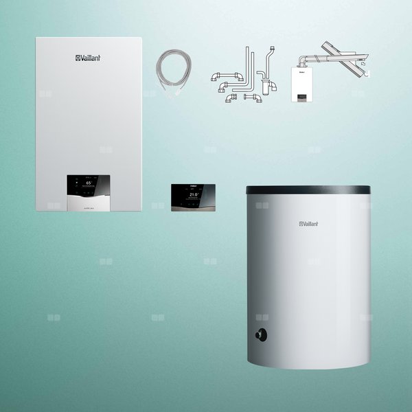 Pakiet - Kocioł gazowy jednofunkcyjny VAILLANT ecoTEC plus VC 15CS/1-5 kondensacyjny wiszący 2.8 - 16.4 kW+ Zestaw powietrzno-spalinowy + RegulatorsensoCOMFORT 720 + Zasobnik c.w.uVIH R 150/6 B