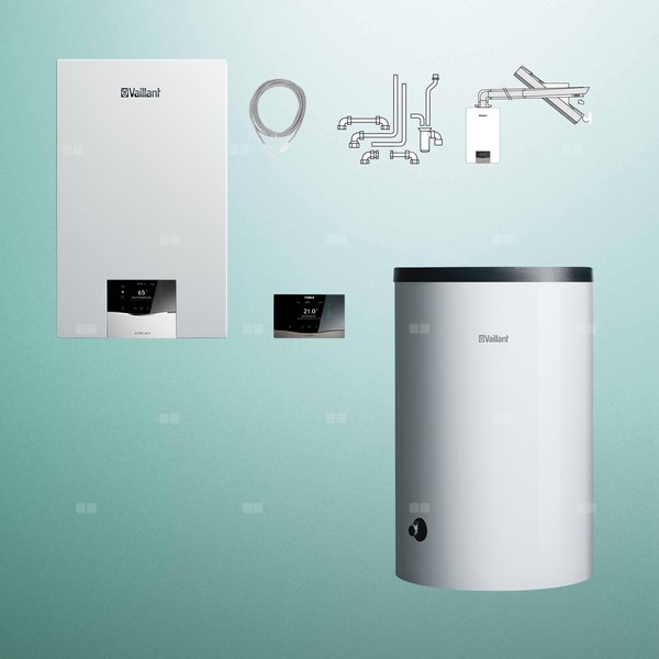Pakiet - Kocioł gazowy jednofunkcyjny VAILLANT ecoTEC plus VC 25CS/1-5 kondensacyjny wiszący 2.8 - 26.4 kW+ Zestaw powietrzno-spalinowy + RegulatorsensoCOMFORT 720 + Zasobnik c.w.uVIH R 200/6 B