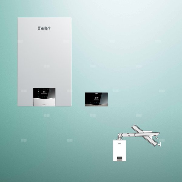 Pakiet - Kocioł gazowy dwufunkcyjny VAILLANT ecoTEC plus VCI 32CS/1-5 kondensacyjny wiszący 3.9 - 27 kW + Zestaw powietrzno-spalinowy + RegulatorsensoCOMFORT 720