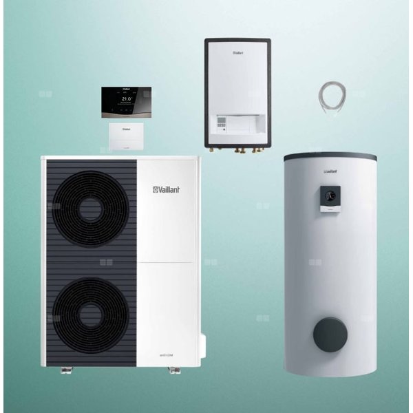 Pakiet Systemowy OZE - Pompa ciepła powietrze-woda split VAILLANT VWL 125/5AS aroTHERM 11.9 kW 400 V + Moduł naścienny VWL 127/5IS + Zasobnik c.w.u. VIH RW 300/3BR + Regulator sensoCOMFORT VRC 720 + Moduł komunikacji internetowej VR 940f
