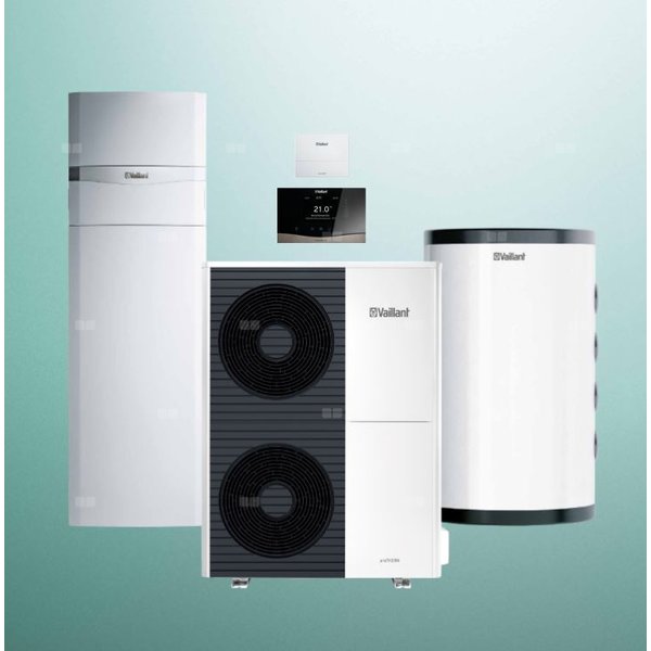 Pakiet Systemowy OZE - Pompa ciepła powietrze-woda split VAILLANT VWL 125/5AS aroTHERM 11.9 kW 400 V + Centrala grzewcza uniTOWER VWL 128/5IS + Zasobnik buforowy VP RW 100 + Regulator sensoCOMFORT VRC 720 + Moduł komunikacji internetowej VR 940f