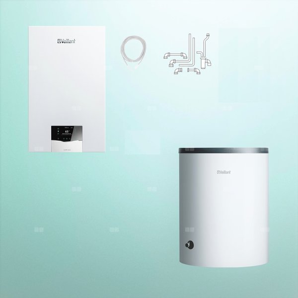 Pakiet - Kocioł gazowy jednofunkcyjny VAILLANT ecoTEC plus VC 20CS/1-5 kondensacyjny wiszący 2.8 - 21 kW + Zasobnik c.w.uVIH R 120/6 B + Zestaw podłączeniowy