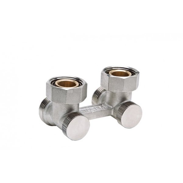 Moduł przyłączeniowy kątowy VALVEX FUSION 3 mosiądz (niklowany) 3/4'' x 3/4'', rozstaw 50 mm do grzejników