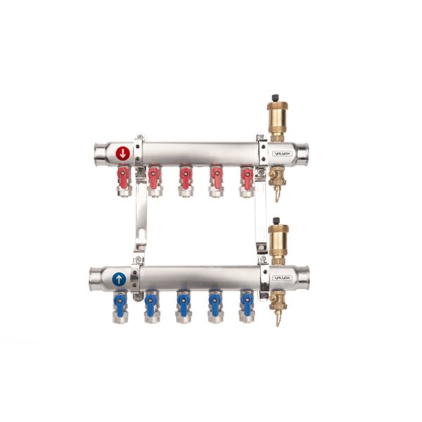 Rozdzielacz hydrauliczny VALVEX Base K2MINI-2 stal niedzewna, odgałęzień: 2 (1/2''), do CO + zawory odcinające
