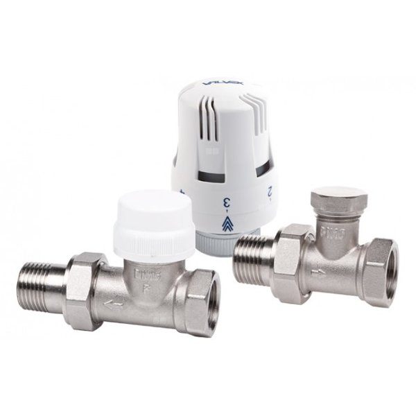 Zestaw przyłączeniowy grzejnikowy dwururowy VALVEX Thermo Set 1/2'' x 1/2'', zawór prosty przystosowany termostatycznie