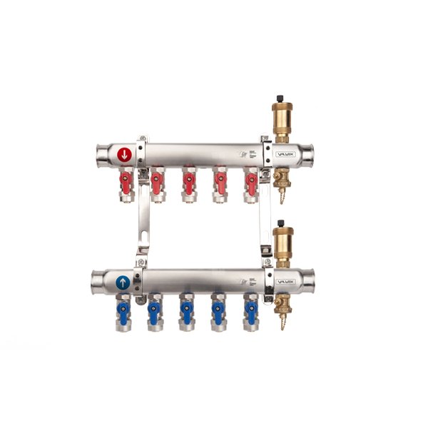 Rozdzielacz hydrauliczny VALVEX Base Inox K2MINI PLUS-10 stal nierdzewna, odgałęzień: 10 (1/2''), do CO + zawory odcinające
