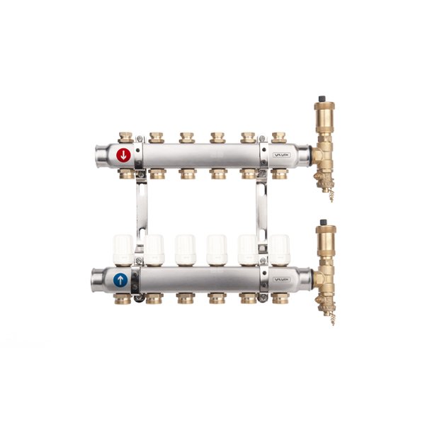 Rozdzielacz hydrauliczny VALVEX Base K4-10 stal nierdzewna, odgałęzień: 10 (3/4''), do CO + zawory termostatyczne
