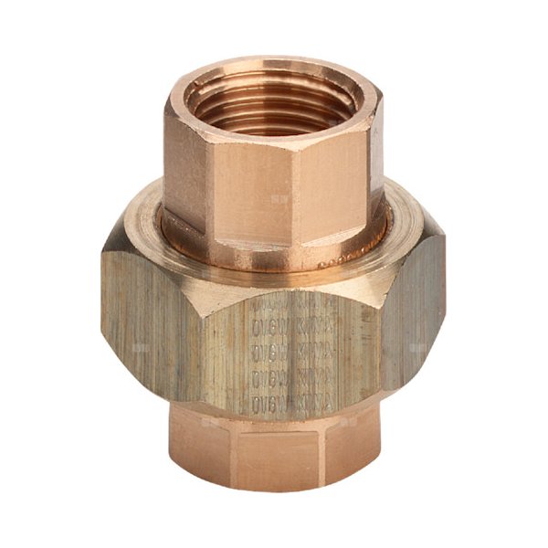 Dwuzłącze, uszczelnienie płaskie VIEGA 3330 trzyczęśc., brąz / brąz, 1 1/2'' (gw x gw)