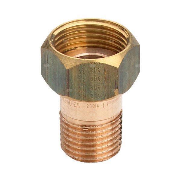 Dwuzłącze przyłączeniowa, uszczelnienie płaskie VIEGA 3335 dwuczęśc., brąz / brąz, 1 1/2'' x 1 3/4'' (gz x gw), 56 mm, (głębokość: 46 mm)