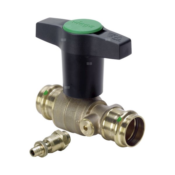 Zawór kulowy VIEGA 22753 brąz, PN16 15 mm zz x zz z­ zaworem spustowym, uchwyt: motylek