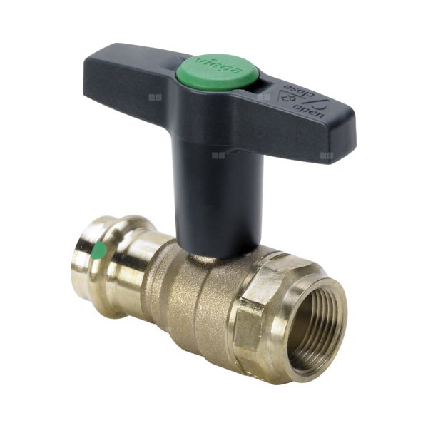 Zawór kulowy VIEGA 22754 brąz, PN16 15mm x 1/2'' zz x GW, uchwyt: motylek