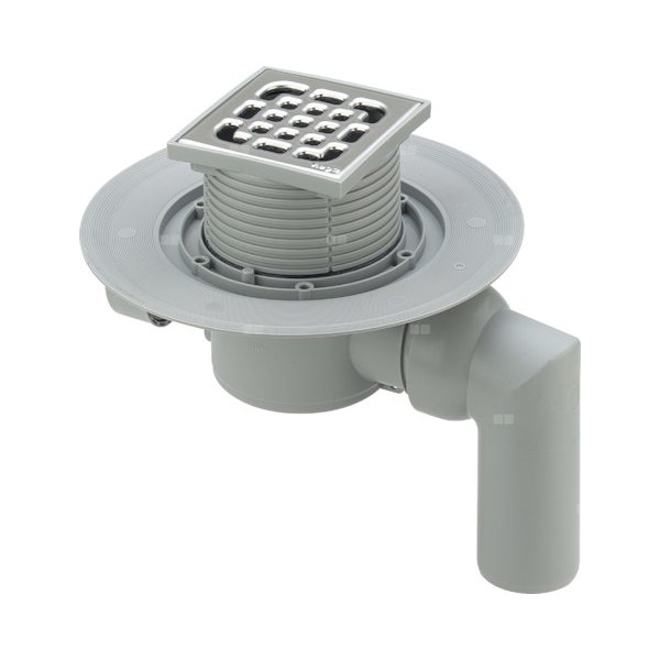 Wpust VIEGA 49353 z 1 przyłączem DN 50, odpływ poziomy, kratka 100x100mm stal
