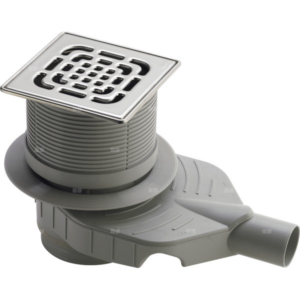 Wpust VIEGA 491411 z 1 przyłączem DN 50, odpływ pionowy, kratka 150x150mm stal