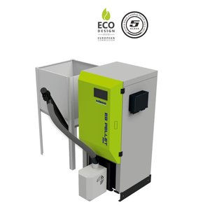 EG-PELLET MINI 16 (kocioł na pellet o mocy 16 kW, z palnikiem samoczyszczącym Peletix zamontowanym od frontu, z zasobnikiem pelletu o pojemności 700 litrów, VITECO