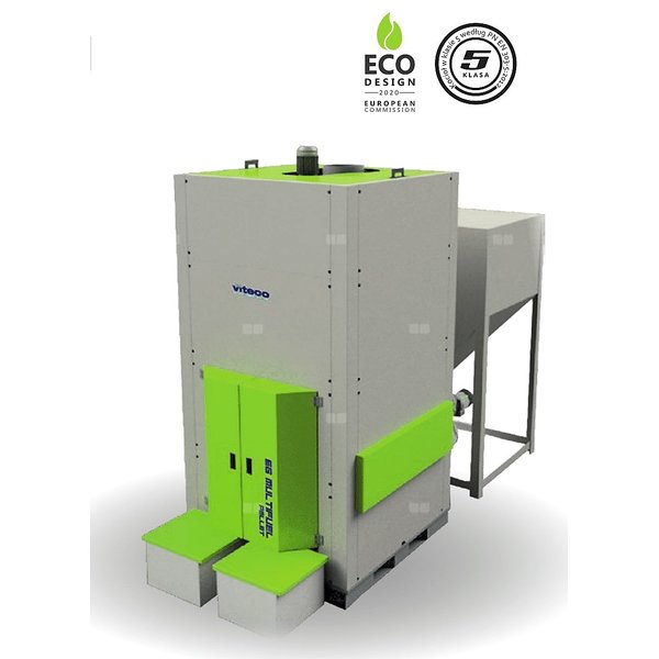 Kocioł na pellet VITECO HEAT EG MULTIFUEL P 200 kW z przyłączem c.o. z zasobnikiem o pojemności 1000 l